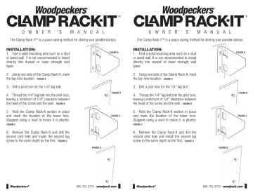 Woodpeckers Clamp Rack-It ™ Instructions | Manualzz