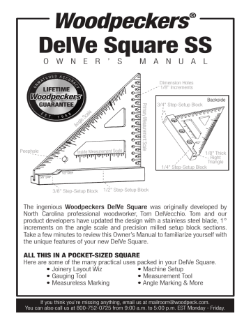 Woodpeckers DELVE SQUARE® SS Instructions | Manualzz