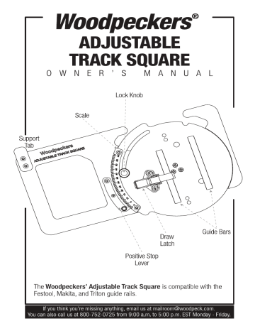 Woodpeckers Adjustable Track Square Instructions | Manualzz