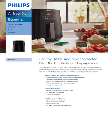 Philips HD9280/91 Essential Airfryer XL Product datasheet | Manualzz