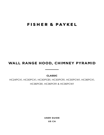 Fisher & Paykel HC30PCB1 30 Inch Wall Mounted Pyramid Range Hood User Guide | Manualzz