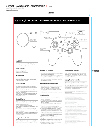 ATRIX GSCTR01 Bluetooth Gaming Controller User Guide | Manualzz