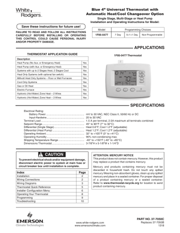 Emerson 1F85-0477 Blue 4” Universal Thermostat Instruction manual ...