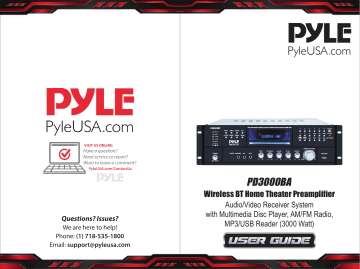 Pyle PD3000BA Wireless BT Home Theater Preamplifier User Guide | Manualzz