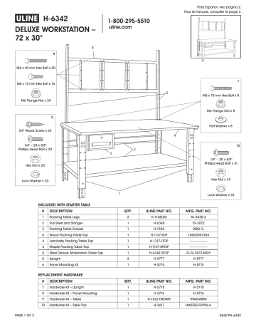 ULINE H-6342 Deluxe Workstation 72 x 30″ Installation Guide | Manualzz