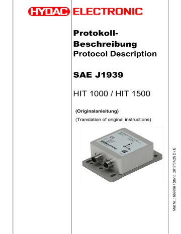 Hydac BA HIT 1500 CAN SAE-J1939 PROT Operating/Maintenance Manual | Manualzz