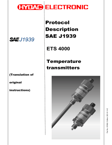 Hydac PB ETS 4000 SAE J1939 E Operating/Maintenance Manual | Manualzz