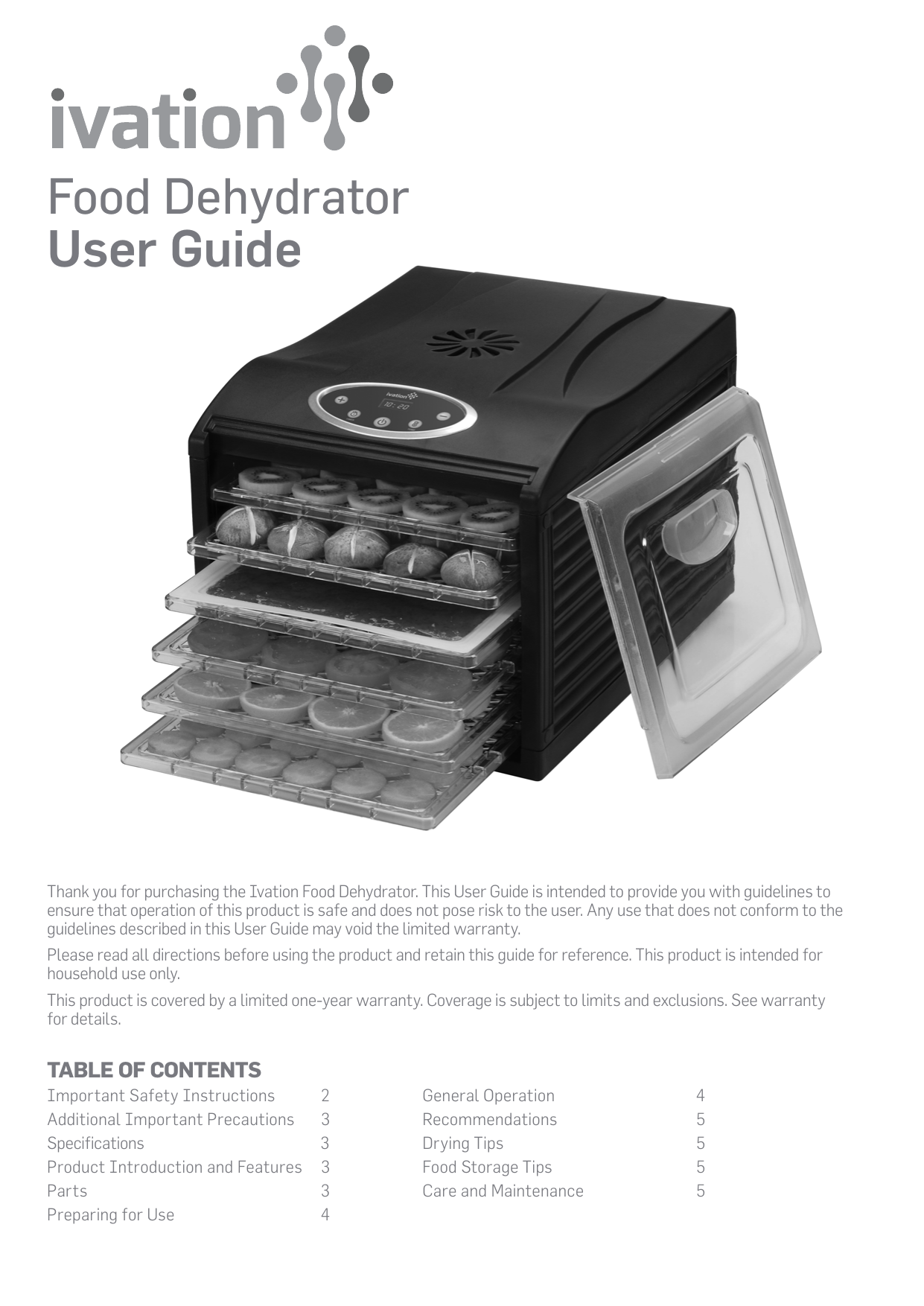 Buy Gourmia GFD1850 Food Dehydrator With Touch Digital Temperature