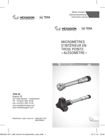 Tesa Technology ALESOMETER analogic User Manual | Manualzz