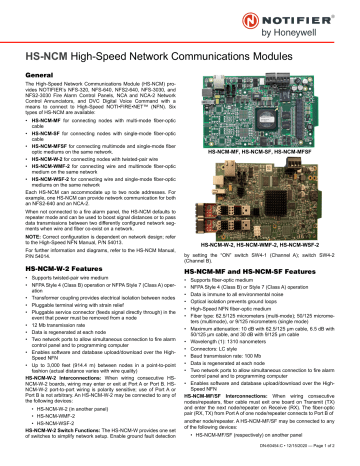 Notifier High Speed Network Communication Modules Data Sheet | Manualzz