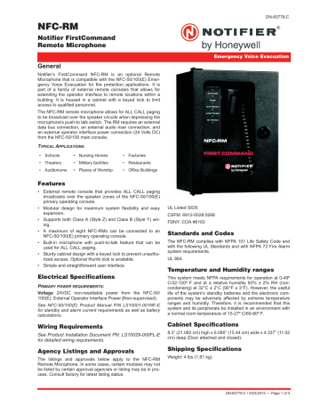 Notifier NFC-RM Data Sheet | Manualzz