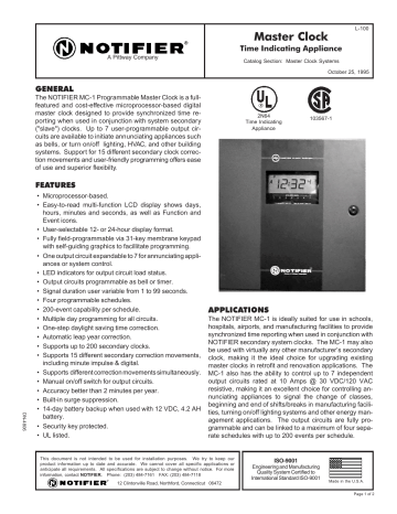 Notifier MC-1 Data Sheet | Manualzz