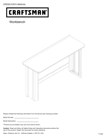 Craftsman 706149280 Workbench Owner's Manual | Manualzz