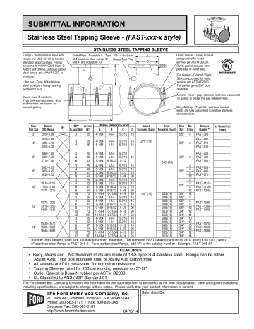 Ford Meter Box Fast Fast X In Flanged Global Stainless Steel Tapping Sleeve