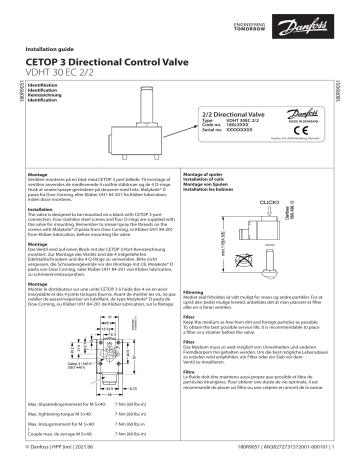 Danfoss VDHT 2/2 CETOP 3 Directional Control Valve 30 EC Installation ...