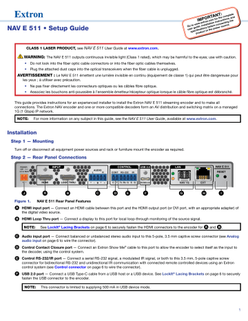 Extron NAV E 511 Setup Guide | Manualzz