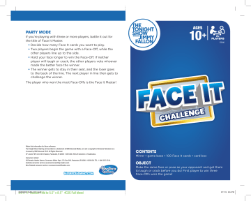 Hasbro Games The Tonight Show Starring Jimmy Fallon Face It Challenge Party Game Instructions | Manualzz