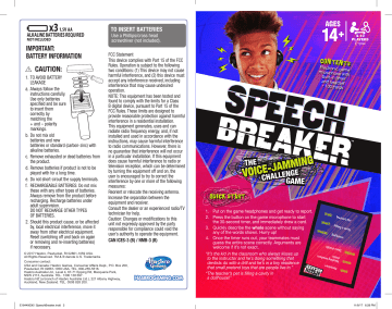 Hasbro Games Speech Breaker Game Instructions | Manualzz