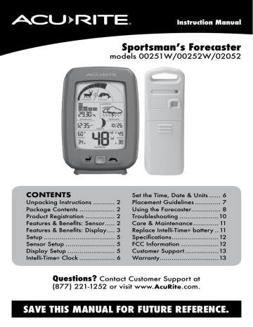 Acurite 00251W Sportsman’s Forecaster Instruction manual | Manualzz