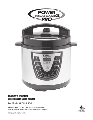 PowerXL PCXL-PRO6 Pressure Cooker Owner’s Manual | Manualzz