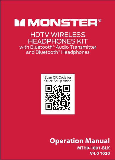 Monster MTH9 1001 BLK HDTV Wireless Headphones Kit User Manual