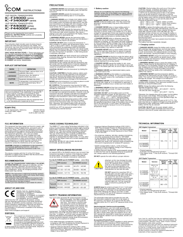 ICOM IC-F3400D Series VHF Digital Transceivers Instructions | Manualzz