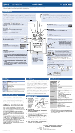 Boss SY-1 - Owner's manual | manualzz.com