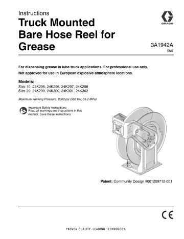 Graco 3A1942A Truck Mounted Bare Hose Reel for Grease Instructions | Manualzz