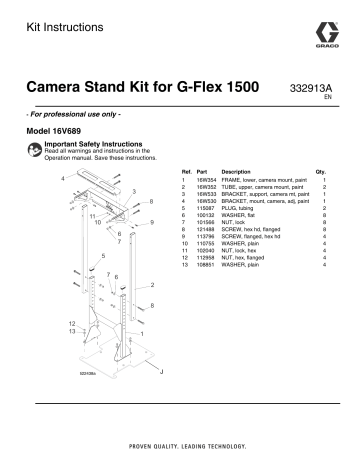Graco 332913A - Camera Stand Kit for G-Flex 1500 Instructions | Manualzz