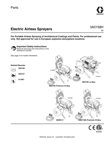 Graco 3A0158H, Electric Airless Sprayers, Parts Owner's Manual | Manualzz