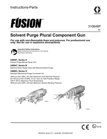 Graco 310648P - Fusion Solvent Purge Plural Component Gun Instructions | Manualzz