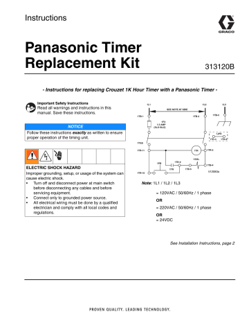 Graco 313120B Panasonic Timer Replacement Kit Owner's Manual | Manualzz