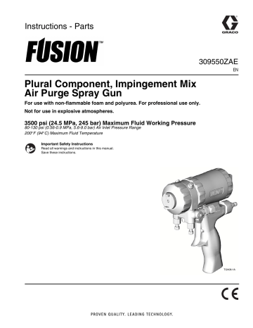 Graco 309550ZAE - Fusion Plural Component, Impingement Mix, Air Purge Spray Gun Instructions | Manualzz