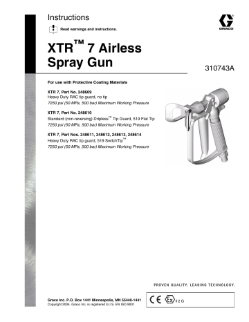 Graco 310743A.fm, XTR 7 Airless Spray Gun Owner's Manual | Manualzz