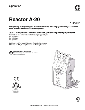 Graco 311511E, Reactor A-20 Owner's Manual | Manualzz