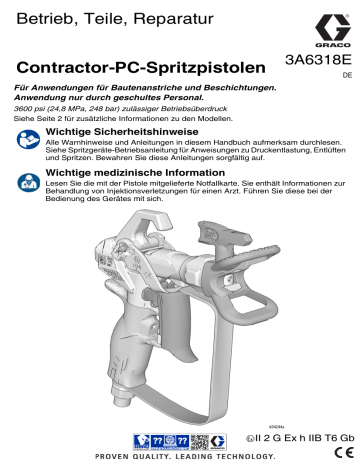Graco 3A6318E, Handbuch, Contractor-PC-Spritzpistolen, Betrieb, Teile, Reparatur Bedienungsanleitung | Manualzz