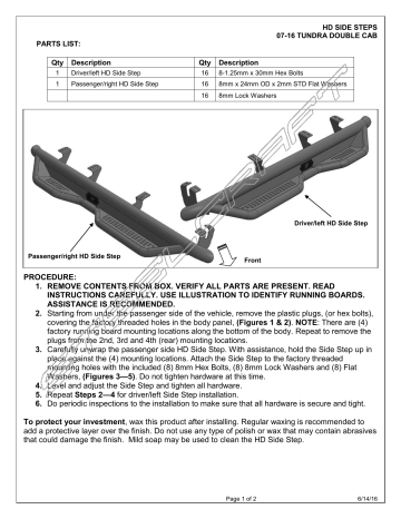 Steelcraft 80-33100T Toyota Tundra Double Cab 07-21 Guide | Manualzz