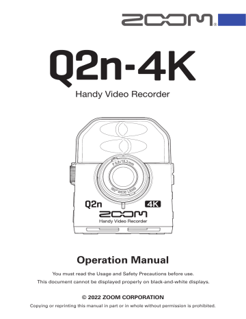 Zoom Q2n-4K Operation Manual | Manualzz