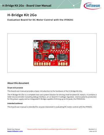 Infineon H-BRIDGE KIT 2GO Evaluation Board User Manual | Manualzz