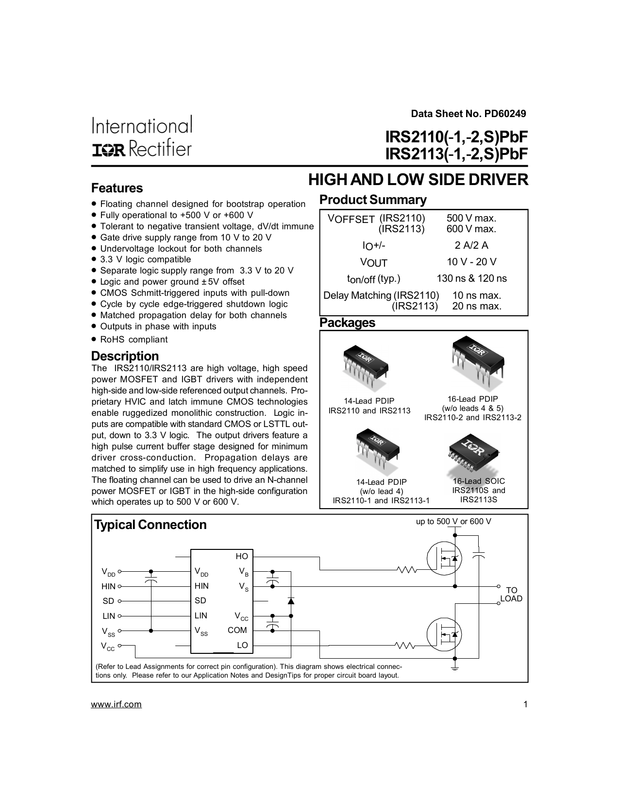 Irs2113 схема включения