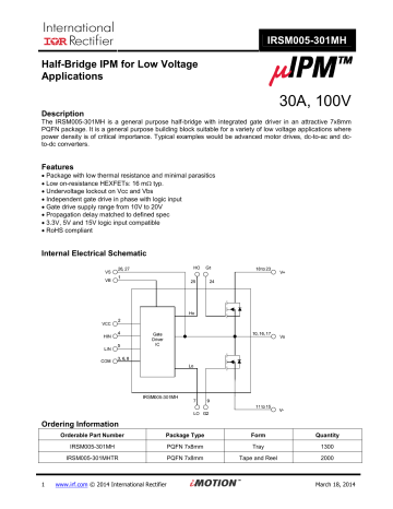 Infineon IRSM005-301MH IPM Data Sheet | Manualzz