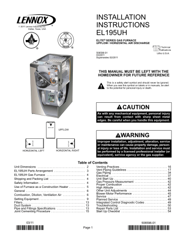 Lennox EL195 Gas Furnace Installation Manual | Manualzz