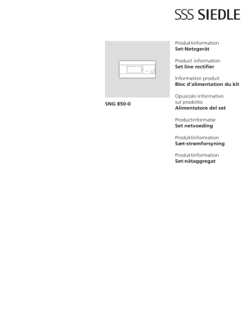 SSS Siedle SNG 850-0 Set line rectifier Produktinformation | Manualzz