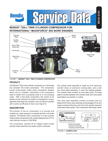 Bendix SD-01-3131 720CC COMPRESSOR Service Data Sheet | Manualzz