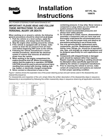 Bendix S-1060 JKC POWER STEERING PUMP MAINTENANCE KIT Installation ...