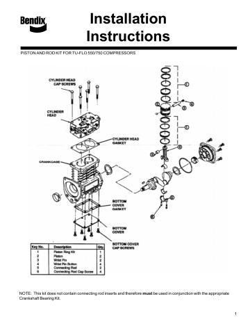 Bendix S-1076 PISTON AND ROD KIT Installation Instructions | Manualzz