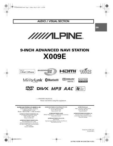 Alpine X009E Audio Visual and Navigation System Owner's Manual | Manualzz