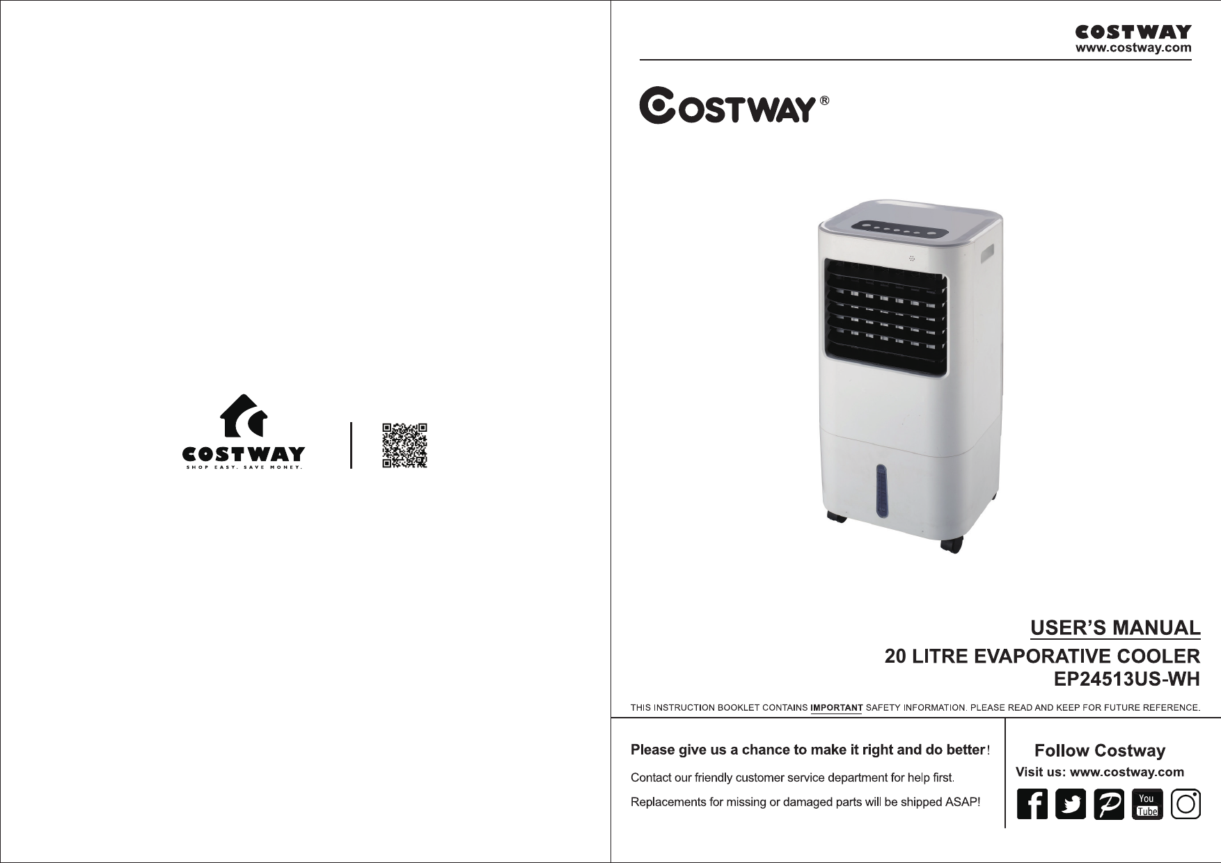 Costway air cooler sales ep 23430 manual