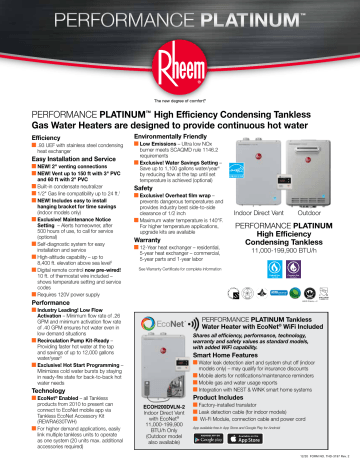 Rheem ECOH160DVLN-1 Condensing Tankless Specification | Manualzz