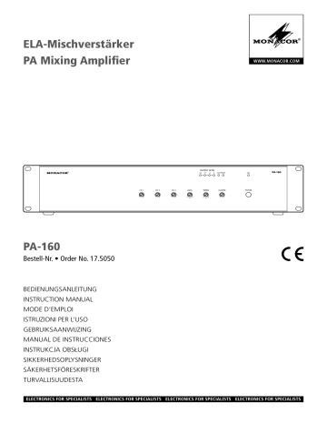 Monacor PA-160 Bedienungsanleitung | Manualzz
